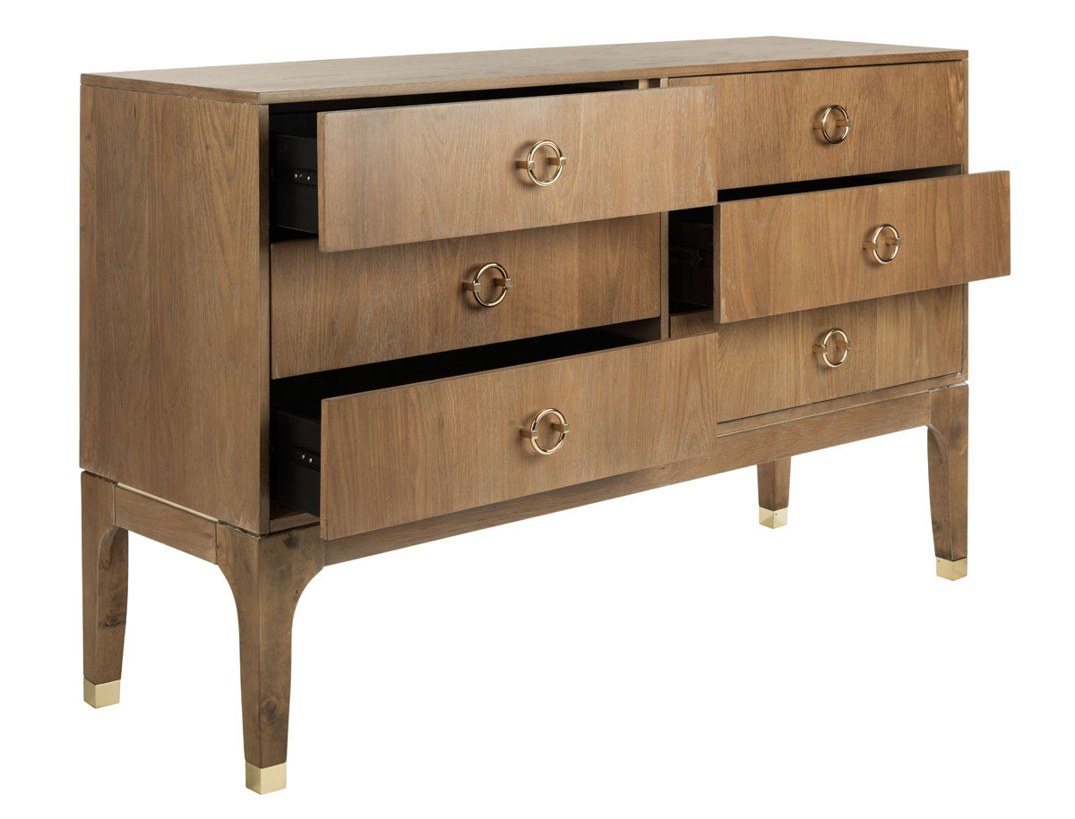 Safavieh Couture Lorna 6 Drawer Contemporary Dresser - Rustic Oak