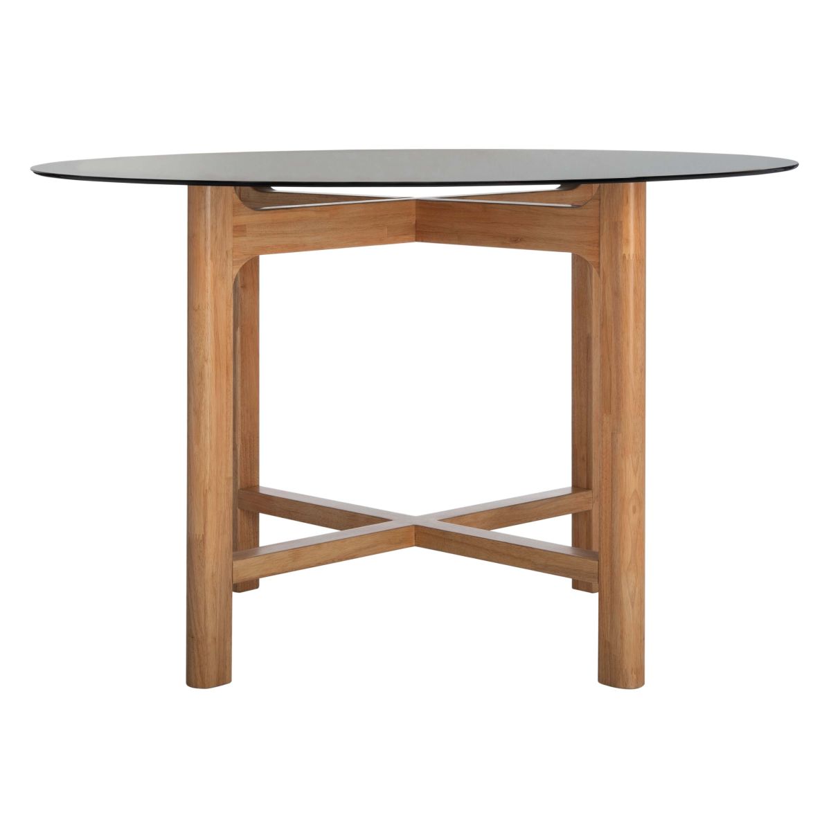 Safavieh Couture Ruthanne Round Glass Dining Table - Oak / Black