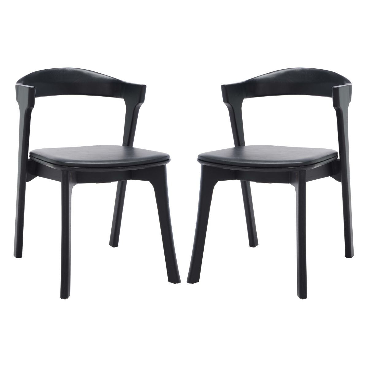 Safavieh Couture Brylie Wood And Leather Dining Chair(Set of 2) , SFV4126 - Black