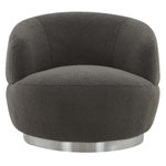 Safavieh Couture Flynn Faux Lamb Wool Swivel Chair - Dark Grey / Silver