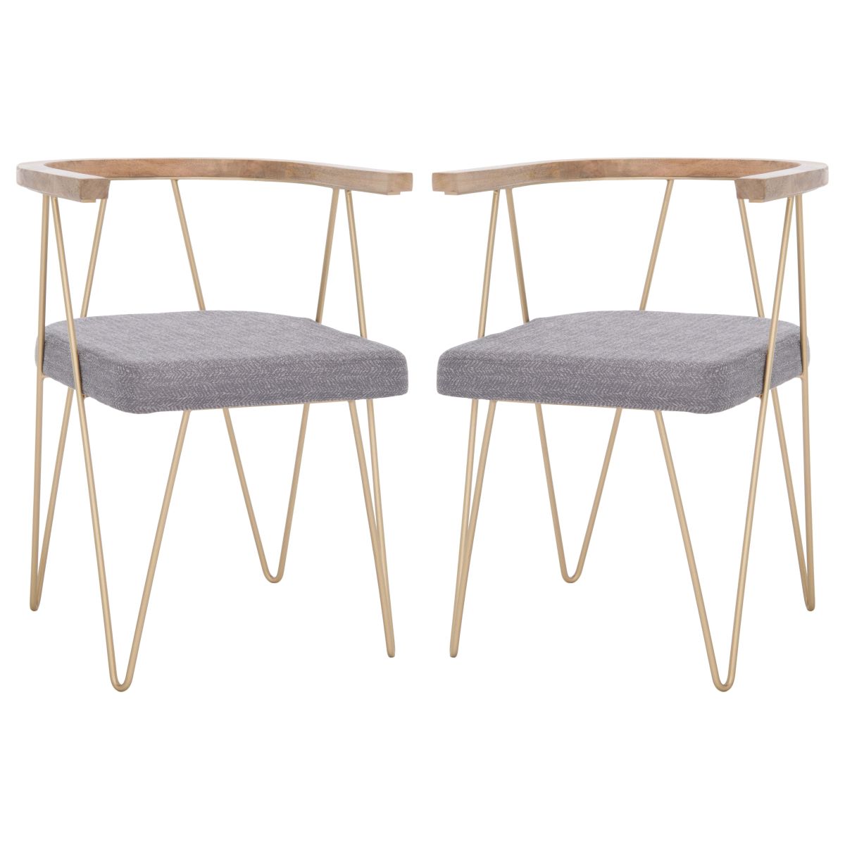 Safavieh Couture Krissy Hairpin Leg Dining Chair (Set of 2) - Gold / Grey