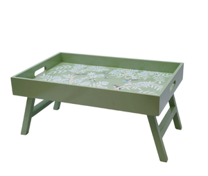 The Enchanted Home Green Color Chinoiserie Wood Breakfast Tray