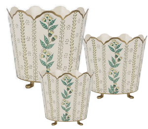The Enchanted Home Ivory & Gold Floral Bucket Planter (3 Sizes)