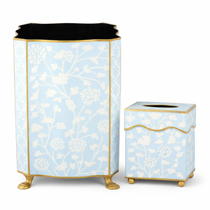 The Enchanted Home Pale Blue Spring Floral Wastepaper Basket & Tissue
