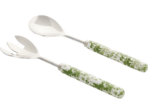The Enchanted Home Green Pagoda Enameled Salad Servers