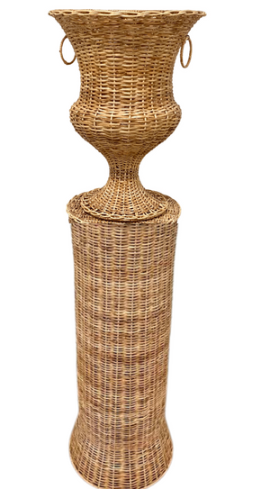 The Enchanted Home Round Wicker Urn and Pedestal