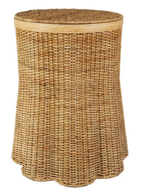 The Enchanted Home Round Lid with Scalloped Base Wicker Storage Pedestal