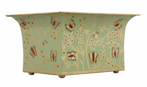 The Enchanted Home Celadon Green & Gold Butterfly Flared Planter