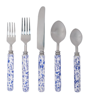 The Enchanted Home Blue Chinoiserie Five Piece Flatware Set