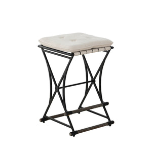 Gabby - Frederick Linen Oak Iron Counter Stool - Black - SCH-220185
