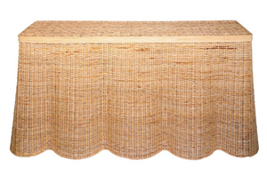 The Enchanted Home Extra Large Scalloped Wicker Console Table