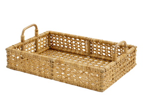The Enchanted Home Rectangular Woven Cane Serving Tray