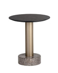 Monaco End Table - Gold  Grey Marble / Charcoal Grey