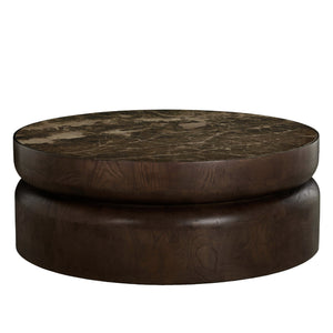 Gabby - Summit Ash Burl Circle Pedestal Coffee Table - Dusk - SCH-175969