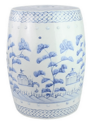 The Enchanted Home Soft Blue Village Scene Garden Seat