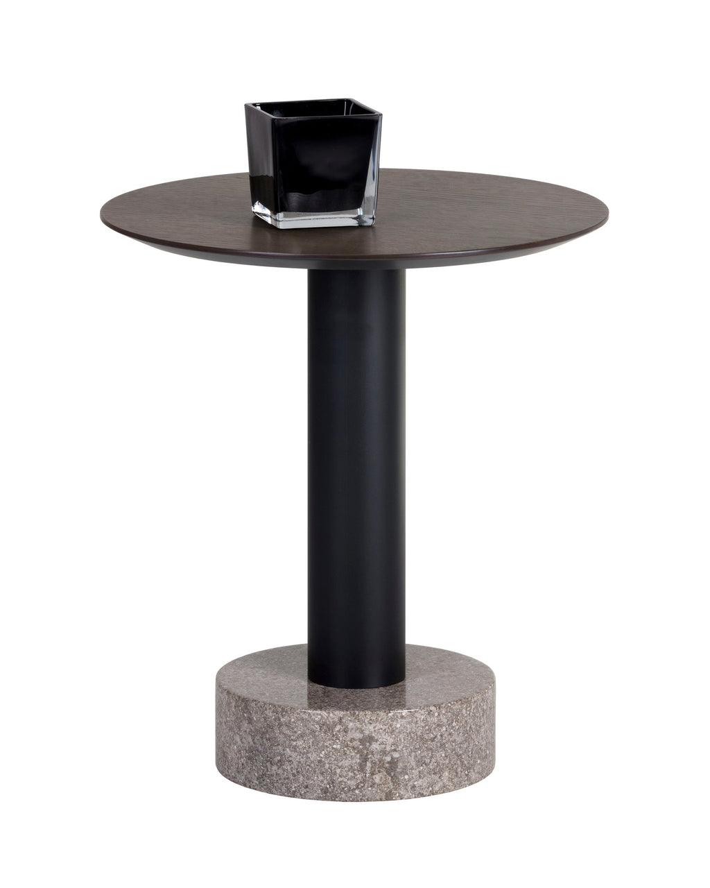 Monaco End Table - Black  Grey Marble / Raw Umber