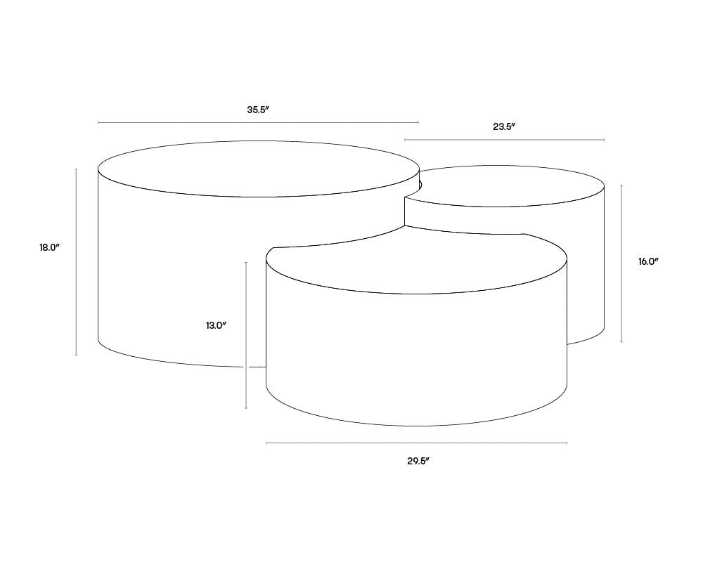 Neo Coffee Tables (Set Of 3) - Antique Brass