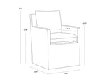 Glenrose Wheeled Dining Armchair - Effie Smoke