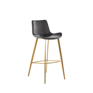 Gabby - Hines Faux Leather Stainless Steel Bar Stool - Charcoal Brown Gold - SCH-192300