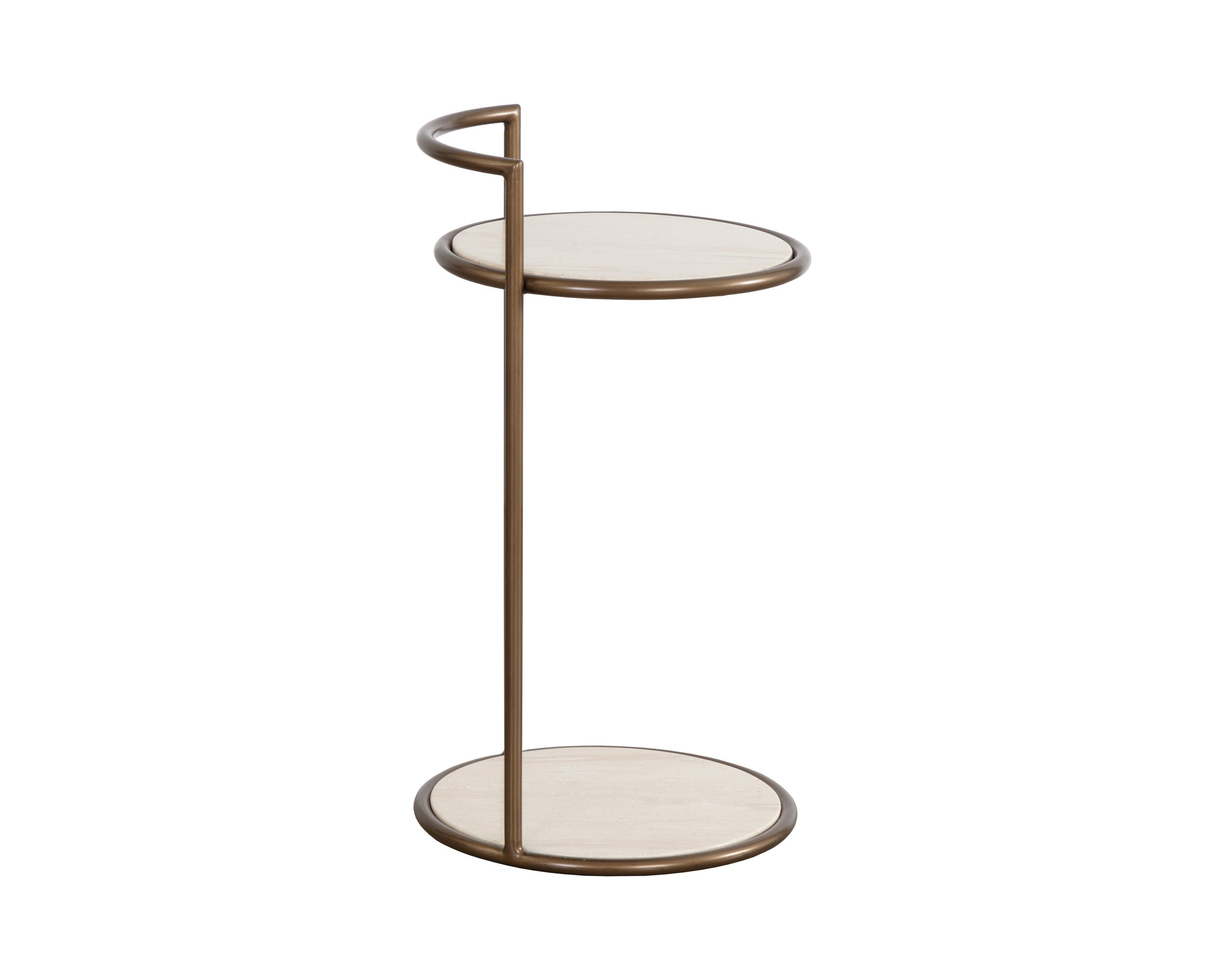 Parga End Table - Rustic Bronze  Travertine Look