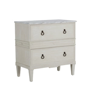Gabby - Archie Mindi Sungkai Wood Nightstand - 2 Drawers, Cerused White - SCH-169275