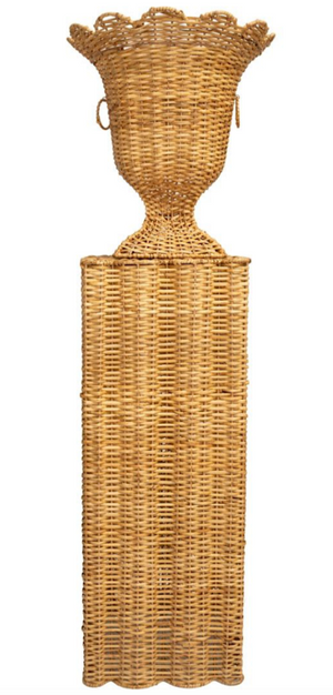 The Enchanted Home Square Scalloped Wicker Urn And Pedestal