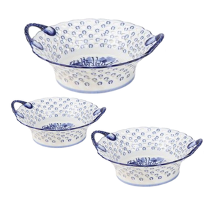 The Enchanted Home Set of Pierced Floral Handle Bowls