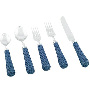 The Enchanted Home Navy Basketweave Five Piece Flatware Set