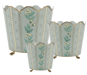 The Enchanted Home Green & Gold Floral Bucket Planter (3 Sizes)