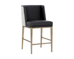 Joplin Counter Stool - Milliken Charcoal / Vera White Pepper