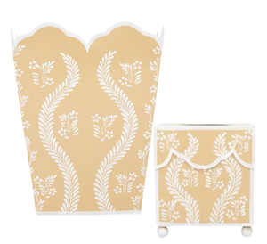 The Enchanted Home Tan Square Trellis Wastepaper Basket & Tissue Holder