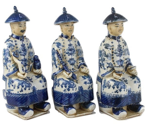 The Enchanted Home Blue And White Trio Of Sitting Emperors