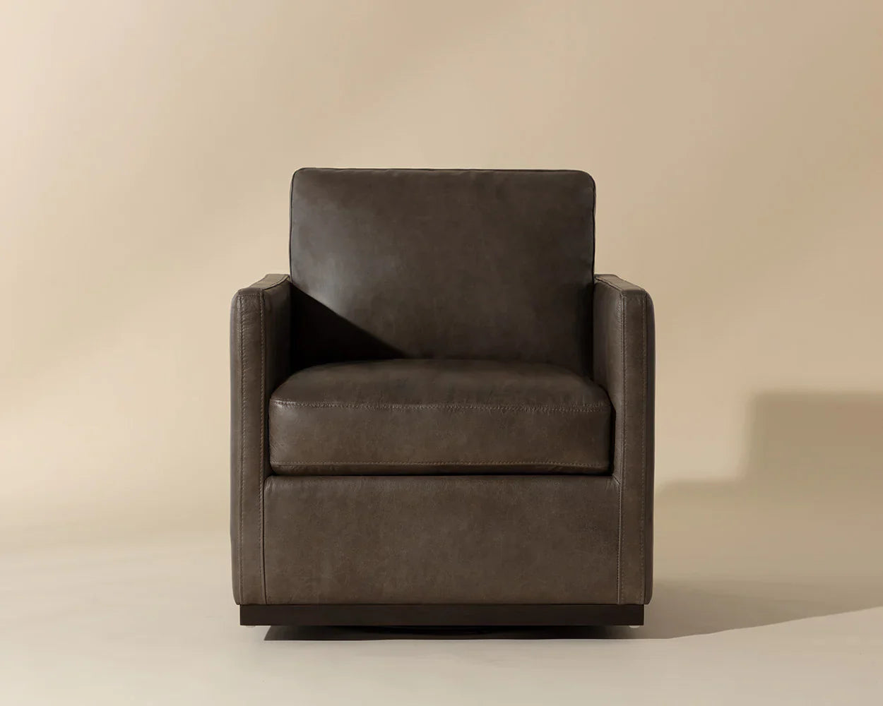 Portman Swivel Lounge Chair - Marseille Concrete Leather