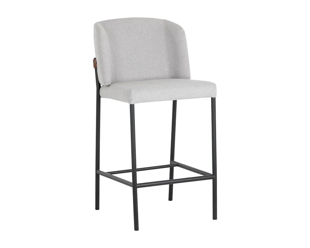 Pearce Counter Stool - Light Grey / Bravo Cognac