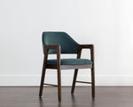 Milton Dining Armchair - Smoke Acacia  Meg Dusty Teal