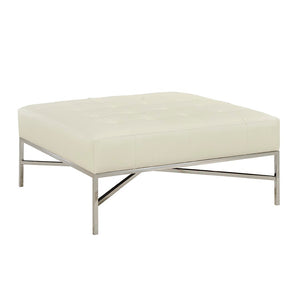 Oliver Home - Sarasota Ottoman Coffee Table, White Leather - 1444-06