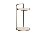 Parga End Table - Rustic Bronze  Travertine Look