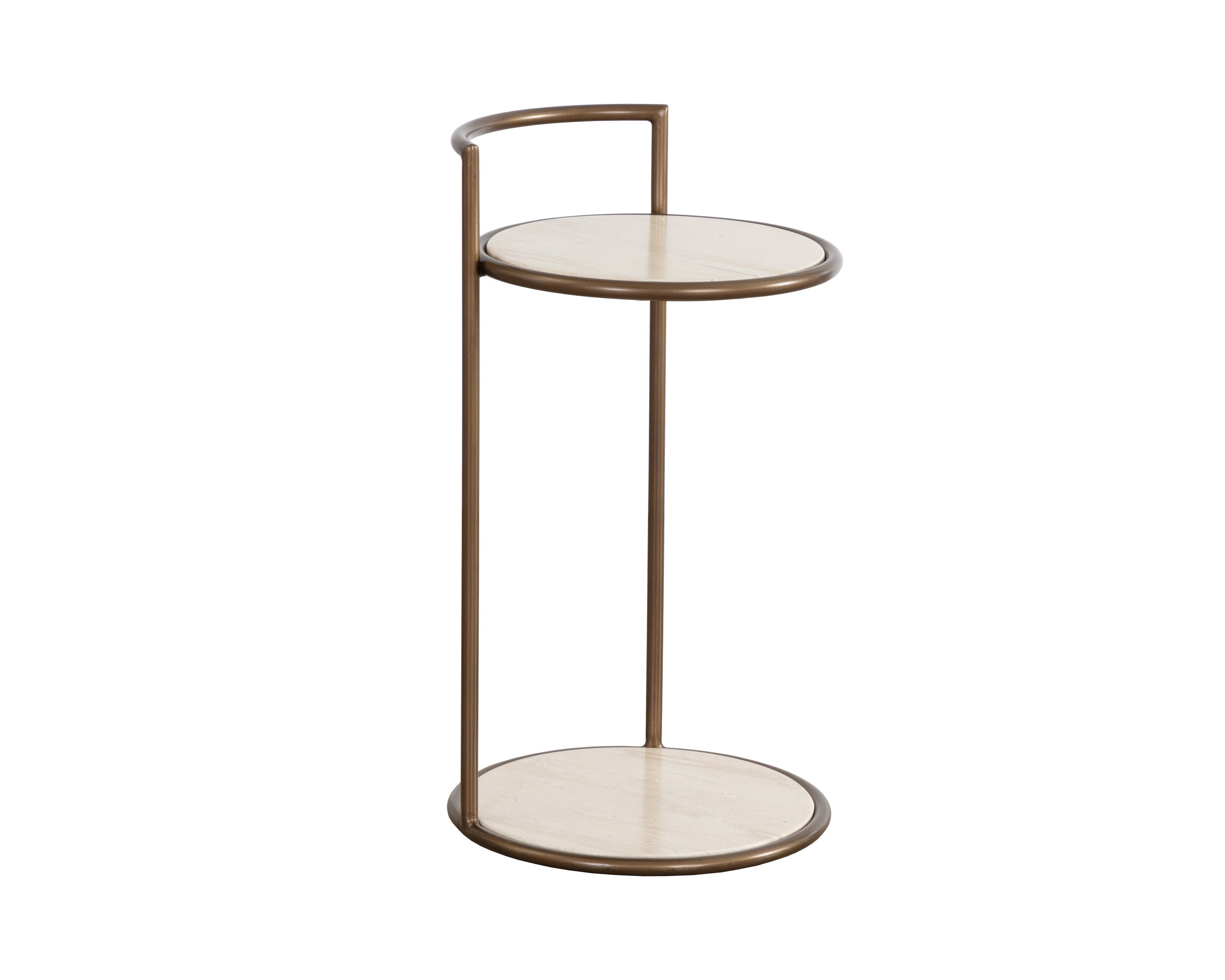 Parga End Table - Rustic Bronze  Travertine Look