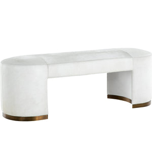 Gabby - Lucius Hair-on-Hide Leather Iron Backless Bench - White Ivory - SCH-175169