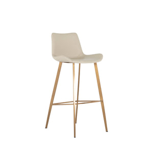 Gabby - Hines Faux Leather Stainless Steel Bar Stool - White Gold - SCH-175590
