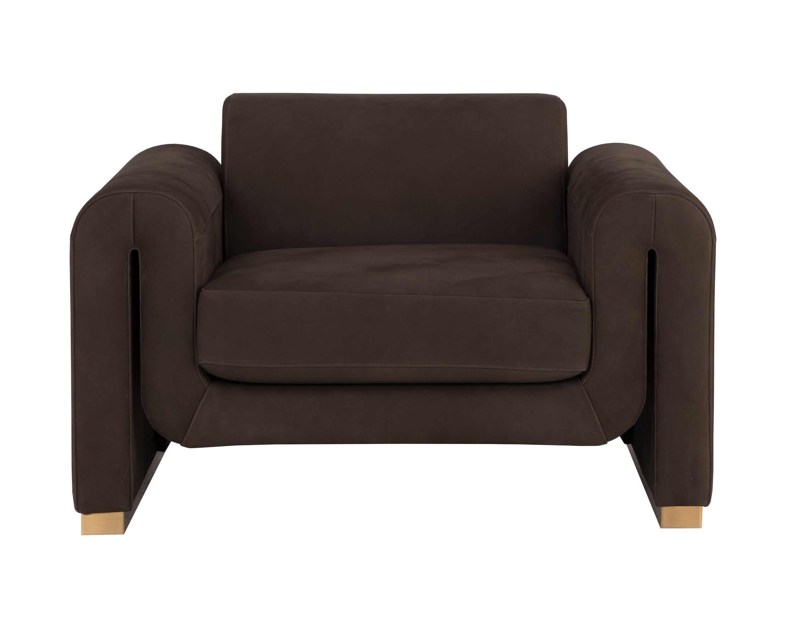Romer Armchair - Gold  Nubuck Cocoa Leather