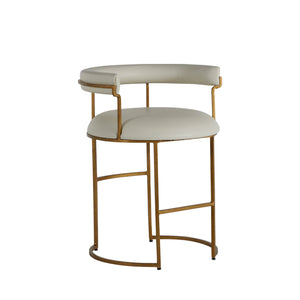 Gabby - Mack Leather Iron Circular Backrest Counter Stool - Stained Gold White - SCH-168300