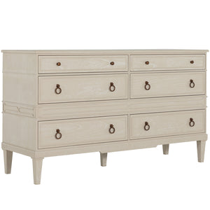 Gabby - Archie Mindi Wood Traditional Dresser - 6 Drawers, Cerused White - SCH-175629