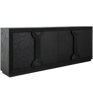 Gabby - Aero Oak Geometric Sideboard - 2 Shelves, Brushed Black - SCH-175409