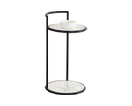 Parga End Table - Black  Marble Look