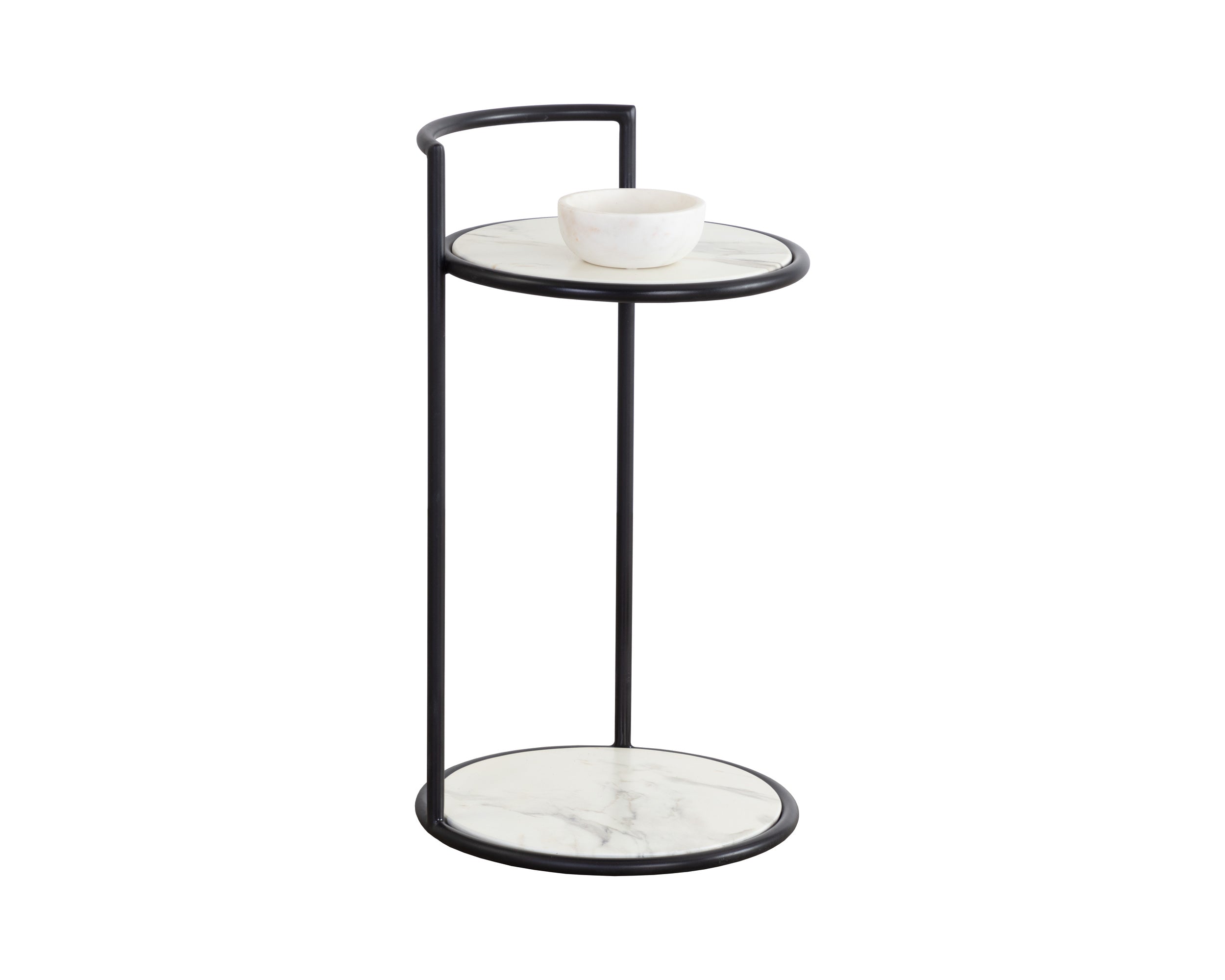 Parga End Table - Black  Marble Look