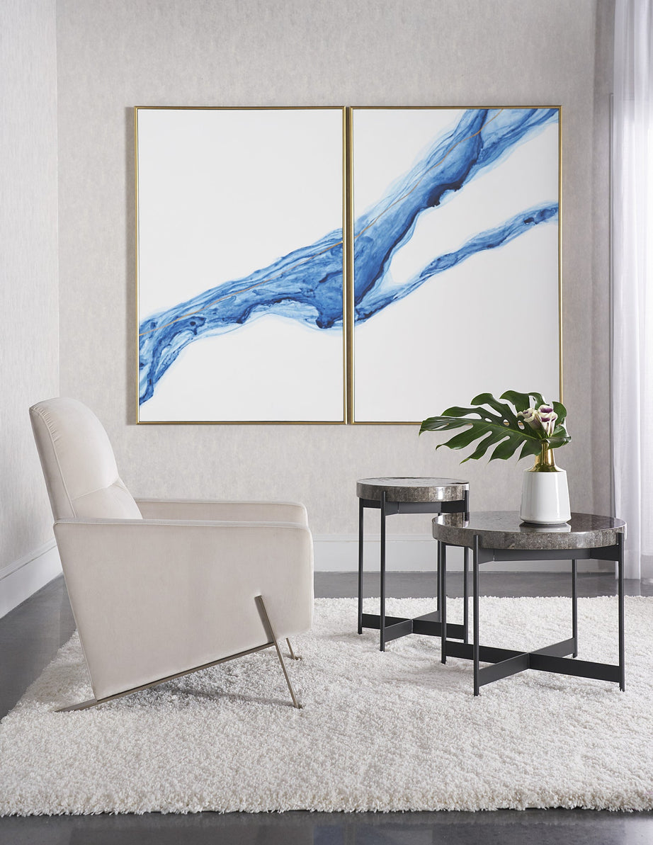 Fluidity (Set Of 2) - 40" X 60"  Gold Floater Frame