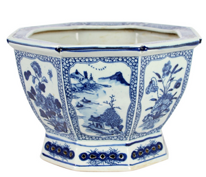 The Enchanted Home Mid Size Village Scene Hexagon Planter