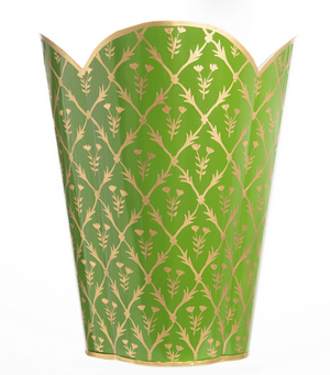 The Enchanted Home Moss Green & Gold Tulip Wastepaper Basket