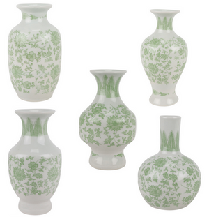 The Enchanted Home Set Of 5 Mini Green Bud Vases